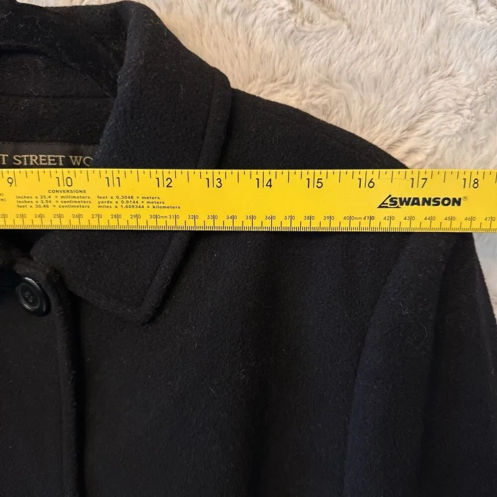 Fleet Street Coat Women’s Size Large Button Front Long‎ Collared Black
